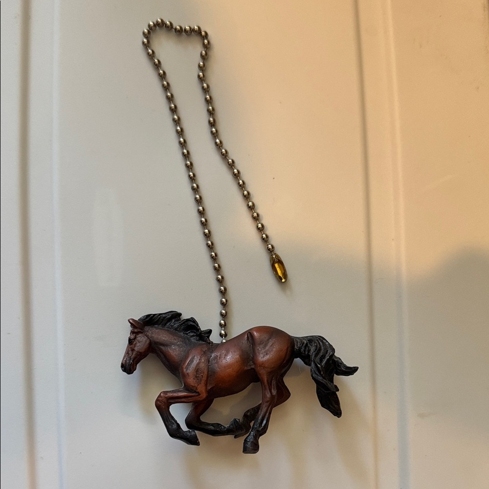 Cieling fan pull chain with Elegant Brown Horse galloping knob handle